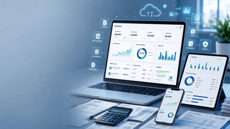 Xero Reviews 2026 showing modern cloud accounting software dashboard with invoicing, financial reporting, automation, and business analytics.